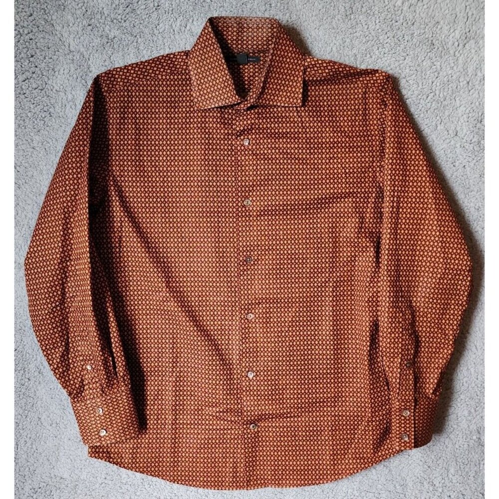 Banana Republic Argyle Diamond Print‎ Button Up Long Sleeve Shirt Size M 15-15.5